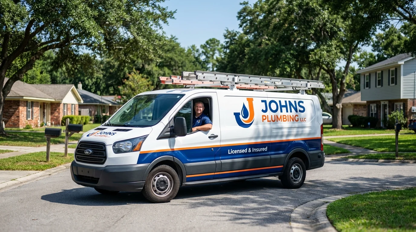 Johns Plumbing LLC service van in Clearfield, UT