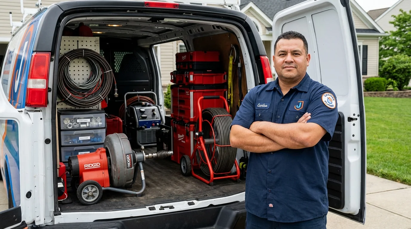Professional drain cleaning equipment and Johns Plumbing LLC plumber in Clearfield