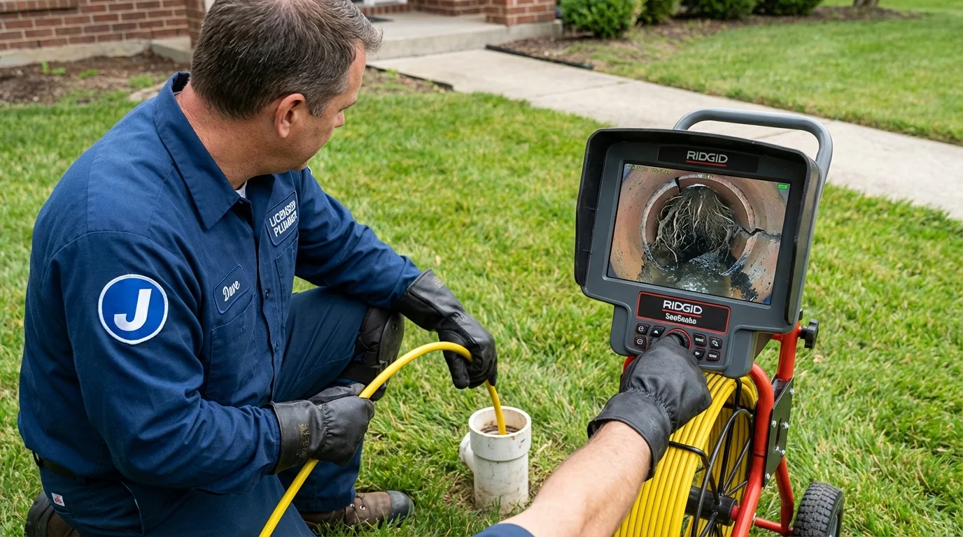 Sewer camera inspection being performed by Johns Plumbing LLC in Clearfield