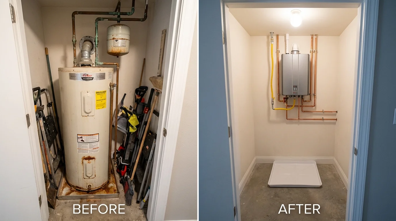 Tank water heater versus wall-mounted tankless unit comparison for Clearfield, UT homeowners