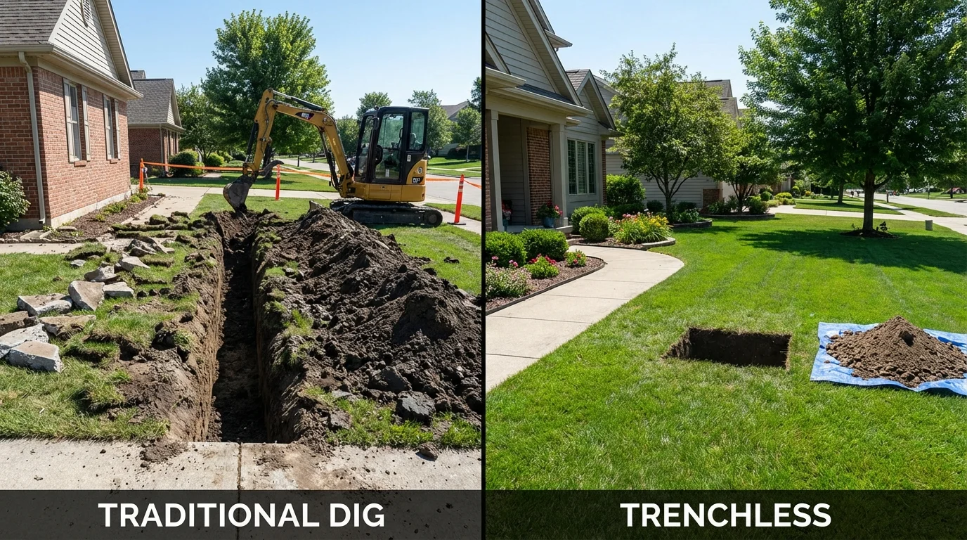 Trenchless sewer repair with minimal yard damage versus traditional excavation in Clearfield, UT